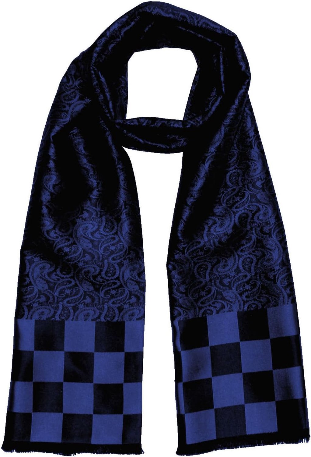 Luxe Zijden Sjaal Jacquard Geweven - Blauw 25x160cm