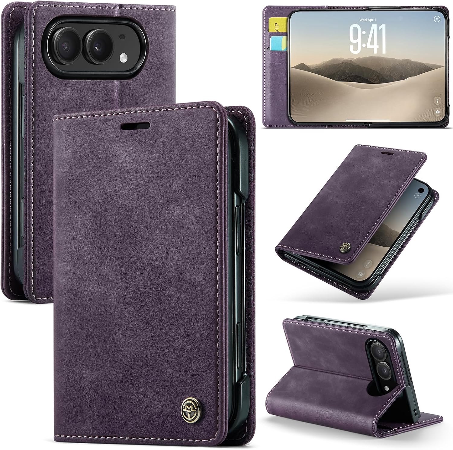 Zandarix Hoesje Geschikt voor Apple iPhone Duo - Premium Lederen Flip Wallet - Book Case Hoesje - Paars