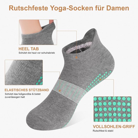 4 Paar Antislip Sokken Dames & Heren - Yoga, Pilates, Ballet, Thuis — afbeelding 2