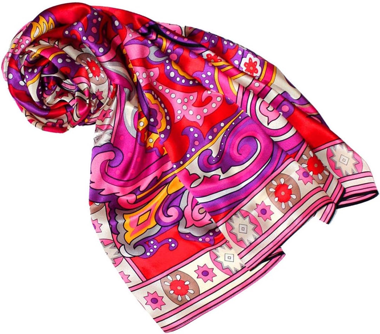 Luxe Zijden Sjaal Dames, 100% Zijde Satin, XL 110x110cm Multikleur