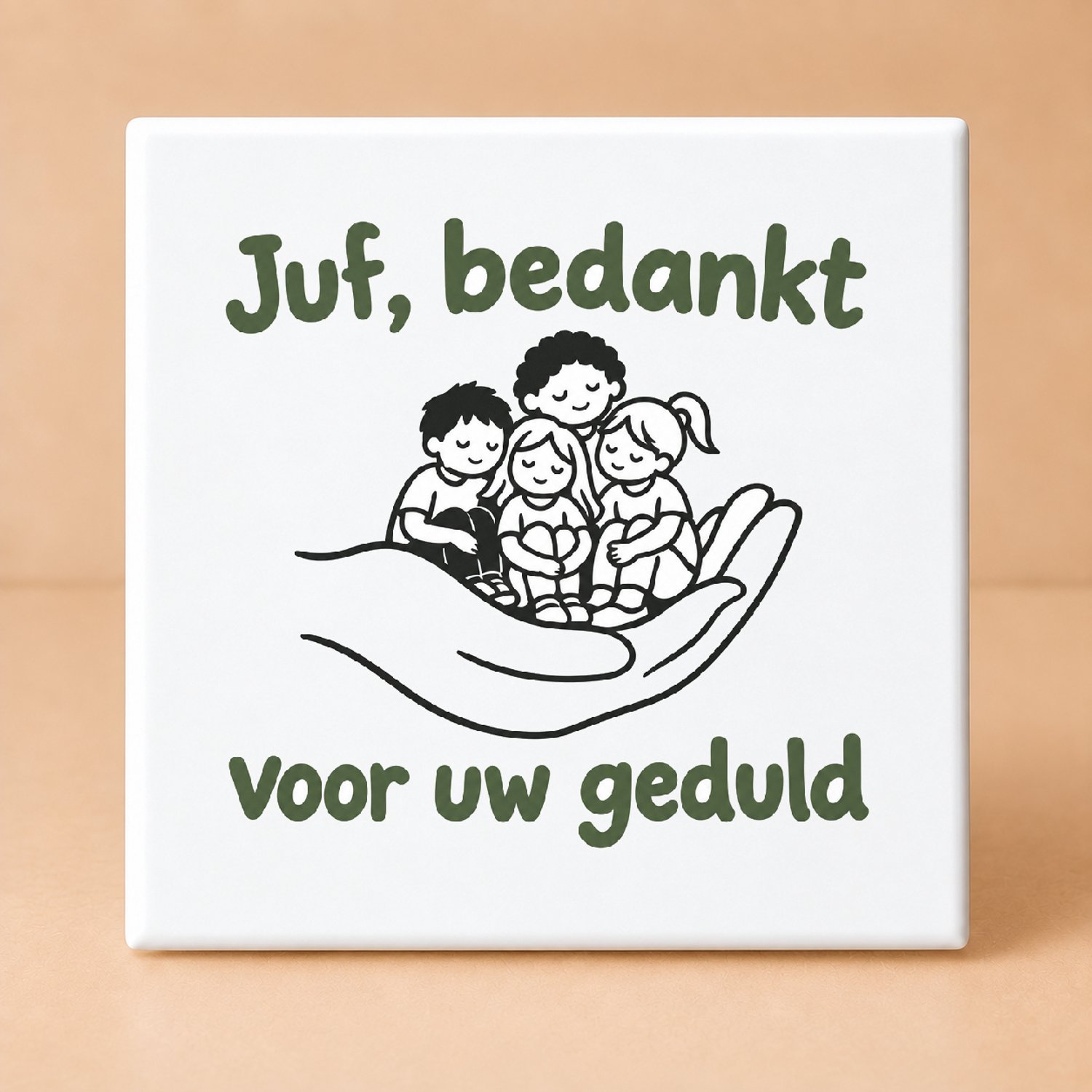 Bedruk King Stijlvolle Dag van de Leraar Bedanktegel – Zwart-wit Lijnwerk Tegel voor Juf en Leerkracht Appreciatie - 11 x 11 cm