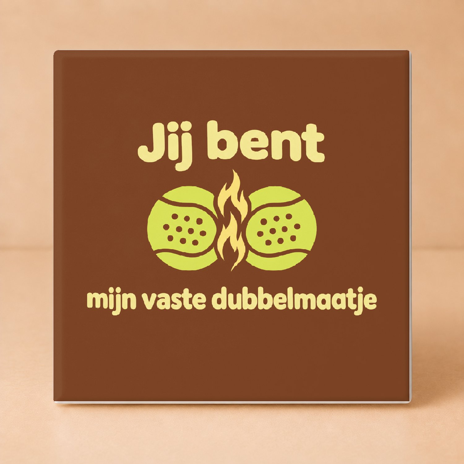 Bedruk King Minimalistische Padelpakjes na de rally Tegel – Scandinavisch Design voor Dubbelspelers en Sportliefhebbers - 15 x 15 cm Wit