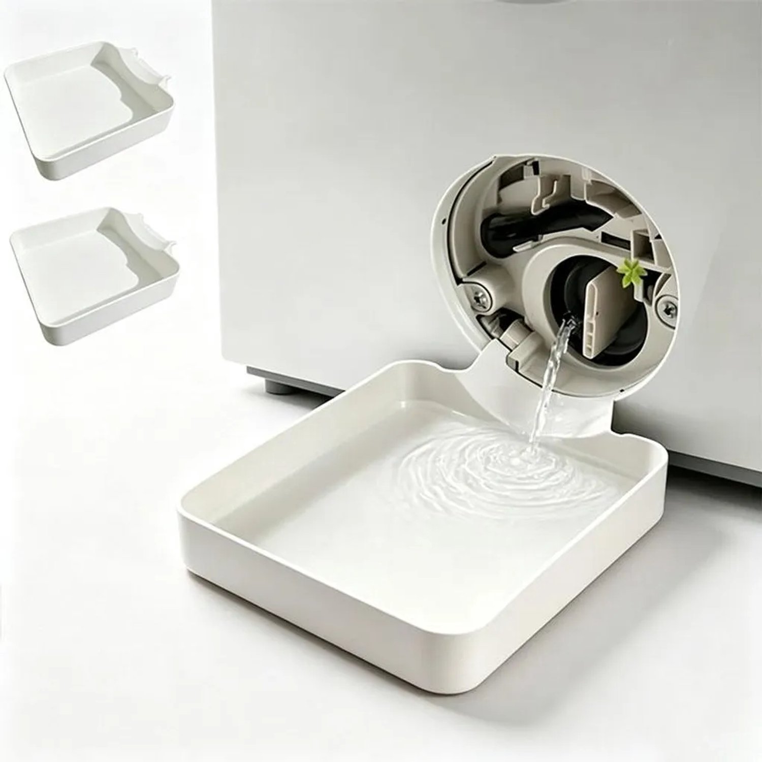 2 afvoerbakken geschikt voor wasmachine en vaatwasser - 17,8 x 17,8 cm - Waterkoker - Afvoerbak geschikt voor wasmachine en vaatwasser - Wit
