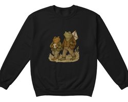 Kikker Sweater – Twee Kikkers Wandelen Samen – Cottagecore Outfit – Unisex Sweater voor Dames & Heren – Leuk Cadeau voor Boekliefhebbers