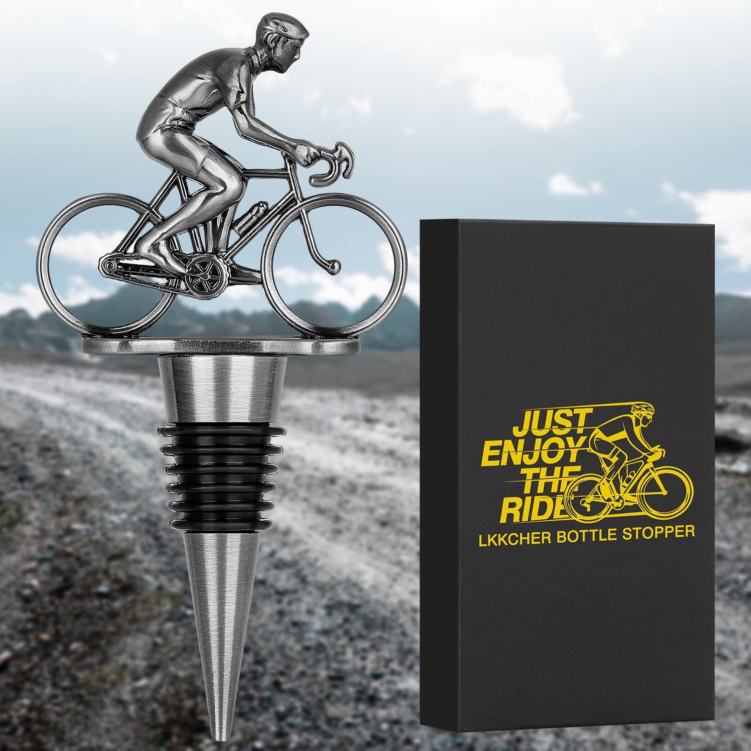 Fiets Flessenstopper in Fietsdesign met Cadeauverpakking