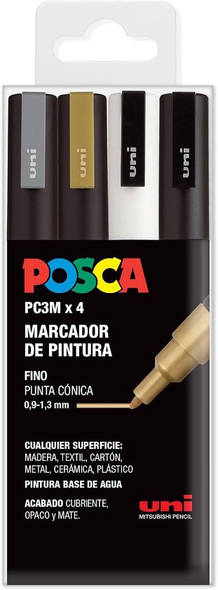 UNI Posca viltstiftenset, 3M, GSWB, 4 stuks