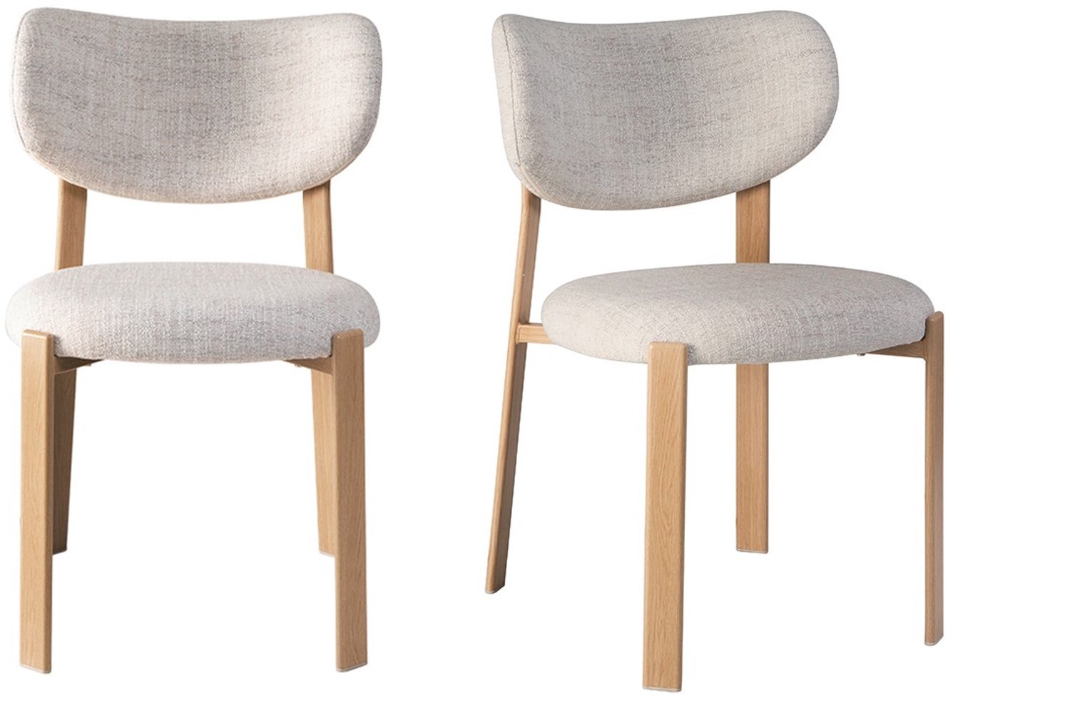 CALICOSY - Set van 2 stoffen stoelen met poten in houtlook H77 cm - OSLO