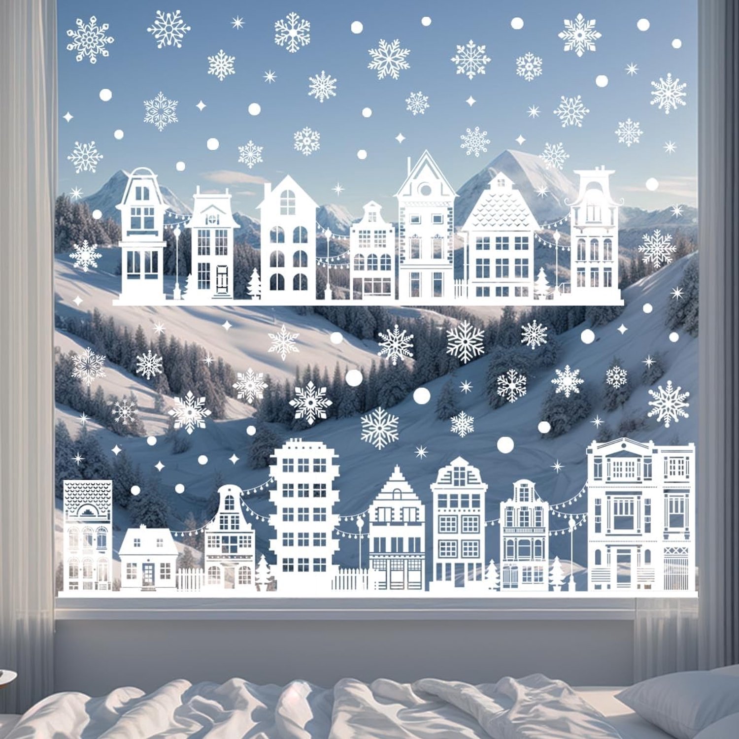 Kerst Raamstickers - Multikleur - 20 x 30 cm - Zelfklevende Decoratie voor Kerstmis - Voor Thuis