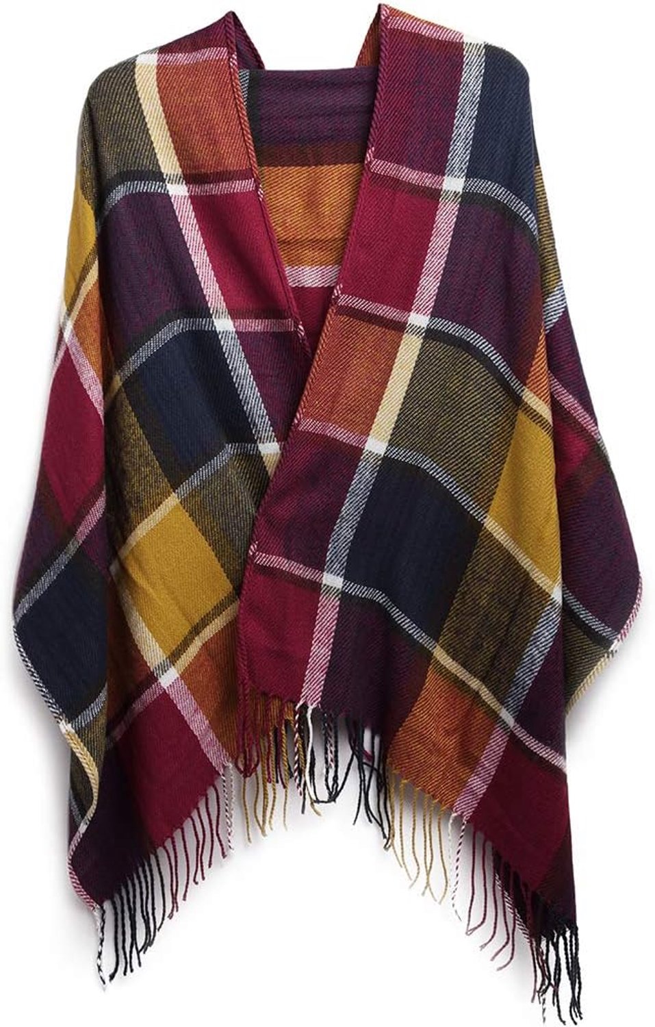 Deken Sjaal Dames - Ruim, Zacht, Geruit met Franjes - Winter & Herfst