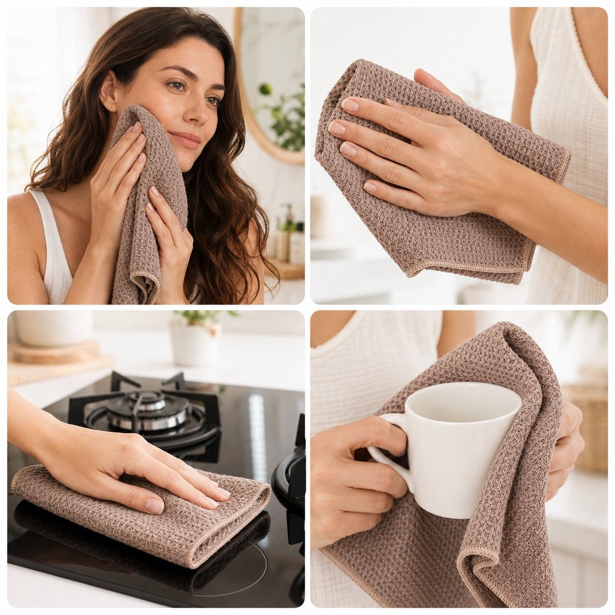 R&H® 6x Microvezel Schoonmaakdoekje voor Glas en Ramen, Pluisvrije Wonderdoekjes 400GSM, Magische Douche Doekjes Badkamer Droog Doekje, Afwasbare Doek Duster voor Keuken Spiegels Auto Motorfiets
