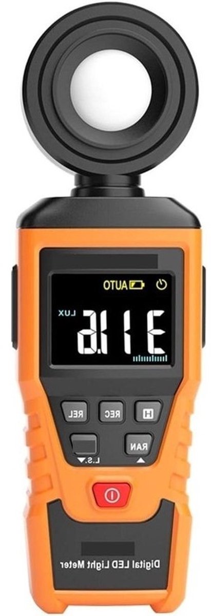 Digitale Lichtmeter - Luxmeter Lumenmeter - Lichtmetingen Verrichten - MAX/MIN Data Hold - 100.000 Lux - Grijs