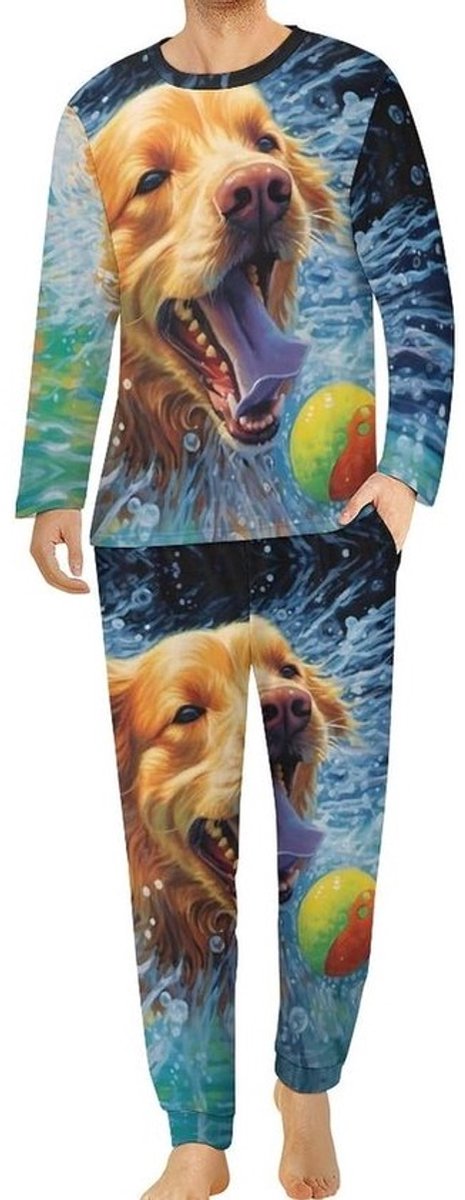 Honden Pyjama Set - Nachtkleding Heren - Comfortabel Slapen - Zachte Stof - Lange Mouw - Goud
