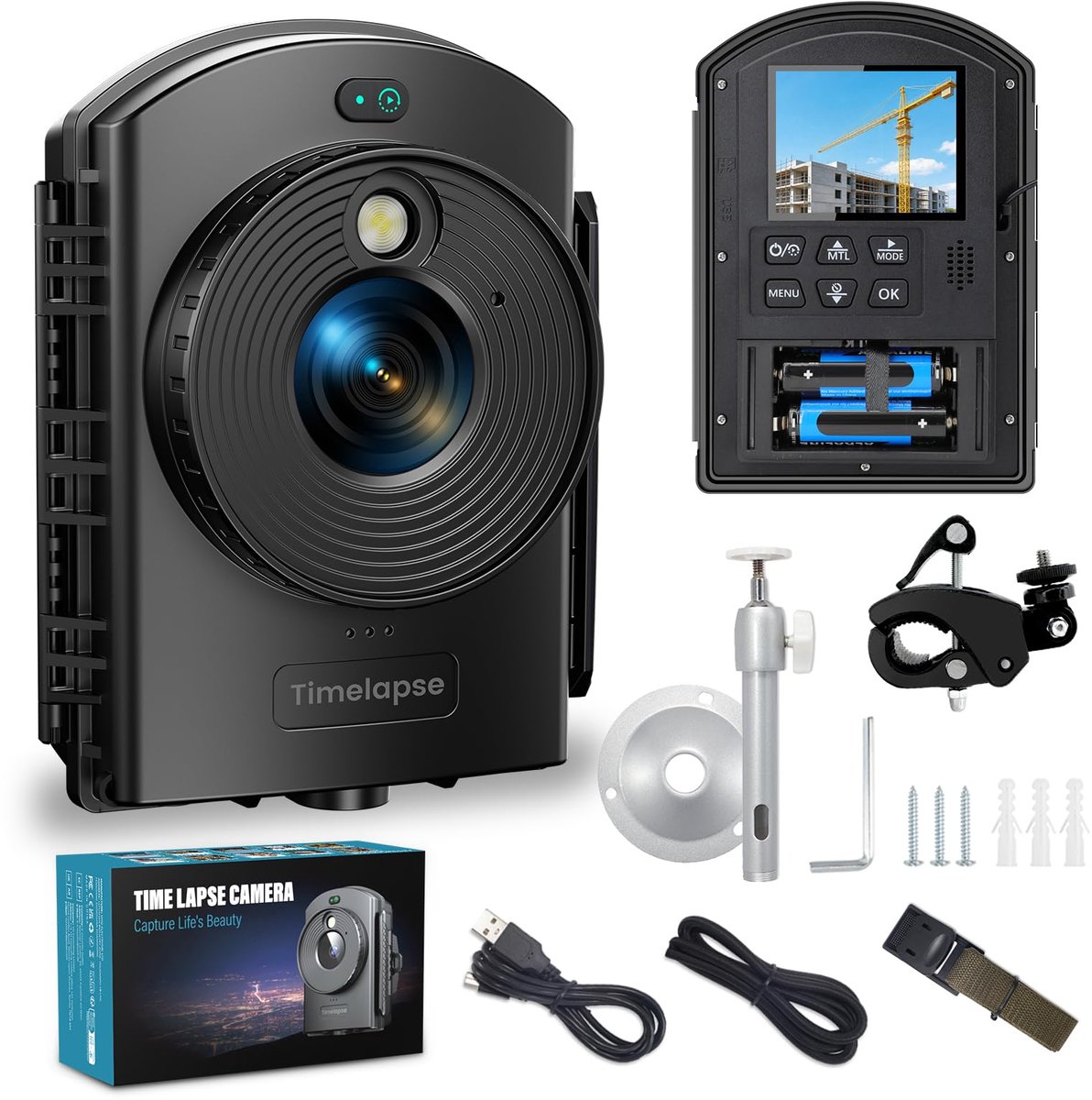 Timelapse Camera 1080p buiten camera met nachtzicht, IP66 waterdicht en 180 dagen opname