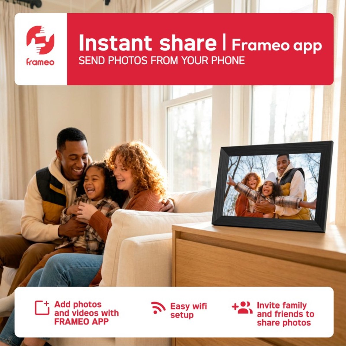 AGFAPHOTO - Digitale fotolijst met wifi-verbinding - Realiview APF1000WIFI-ONE - Fameo-app, 10-inch touchscreen, 16 GB geheugen, weer- en klokfuncties - Zwart — cadeau in Wonen & Interieur - foto 3