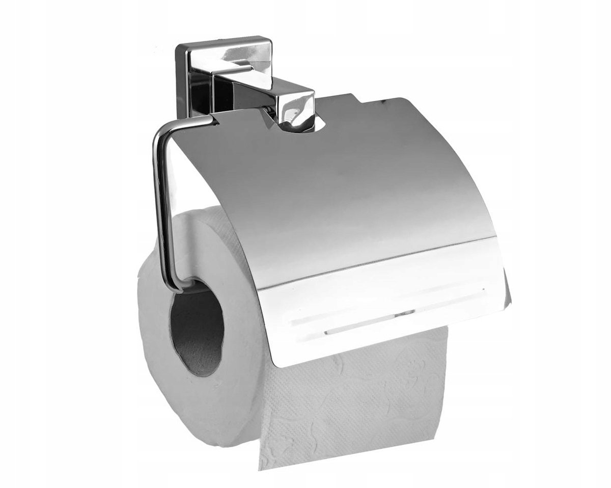 Merkloos Zilveren Toiletrolhouder met Klep - Zelfklevend of Schroefmontage