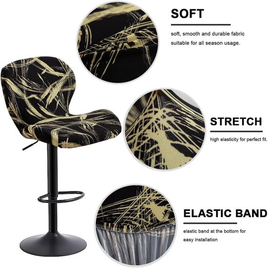 2-delige set - Elastische gebogen barkrukhoes - Bedrukte stoelhoes - Draaibare krukhoes - Elastische hoes — afbeelding 3
