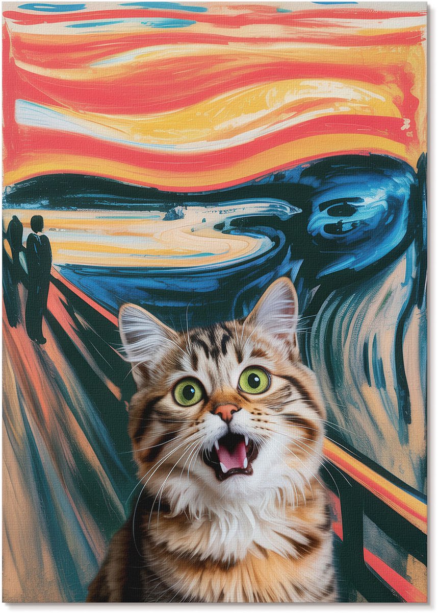 Tulup Polycanvas Poster - Kat Gilt, Illustratie - A4 - Oranje Wandposter - Rechthoek - Muurdecoratie - Woonkamer, Slaapkamer, Kantoor - Expressief