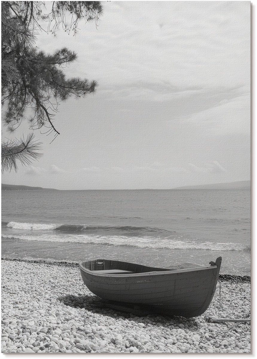 Tulup Polycanvas Wandposter - Rustig Strand, Fotografie - A3 - Wit Motief - Rechthoek - Muurkunst - Woonkamer, Slaapkamer, Kantoor - Klassiek
