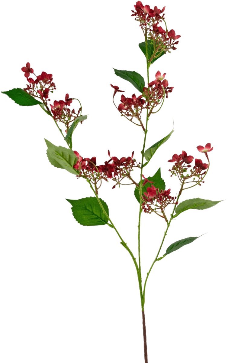 Easyplants | Kunstbloem Wilde Hydrangea 86 cm rood | Zijde | Nepbloemen | rood | Onderhoudsvrij | Kant-en-klaar