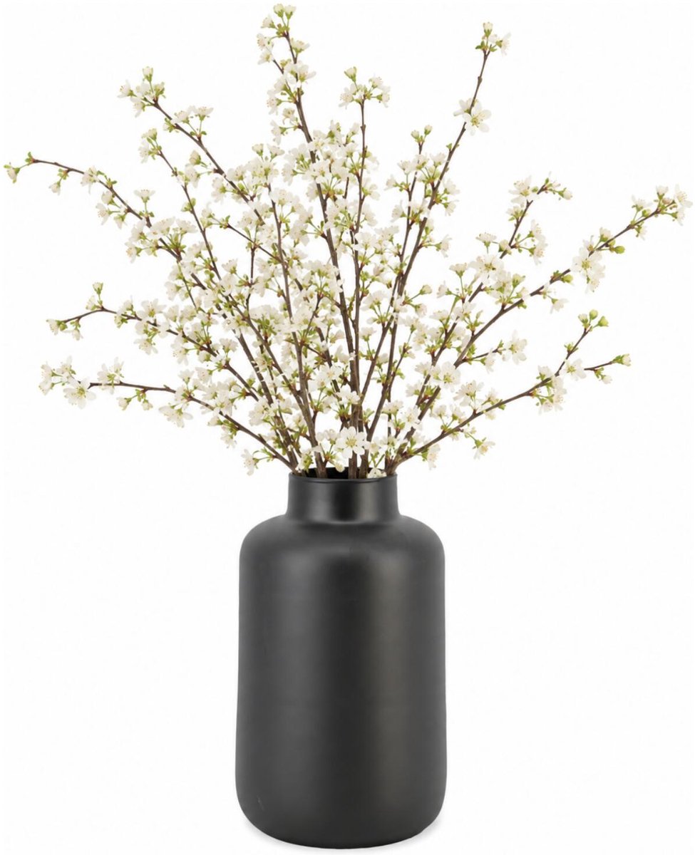 Floran Design bloemenvaas Santiago - zwart - mat glas - 20 x 30 cm - glazen vazen