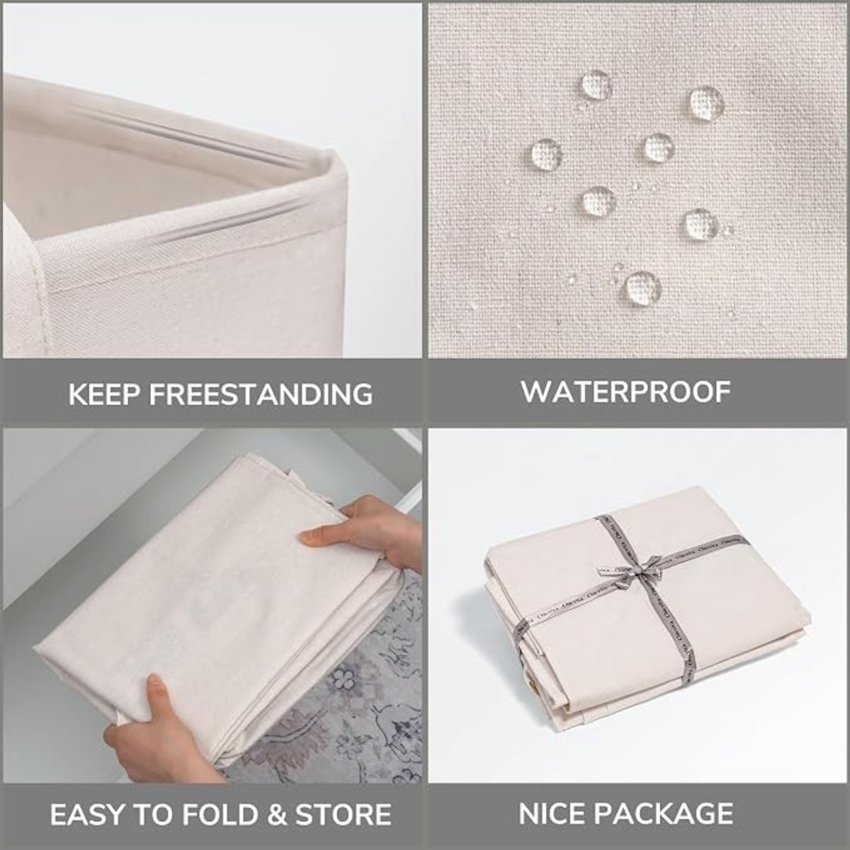 PolkaHome Opvouwbare Wasmand met Hengsels - 75L - Wit — cadeau in Cadeau-ideeën - foto 3