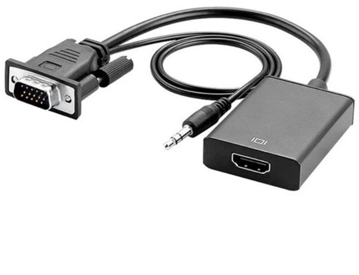 VGA-male naar HDMI-female adapterkabel, ondersteunt 1080p HD-tv + audio-tv AV HD-tv.
