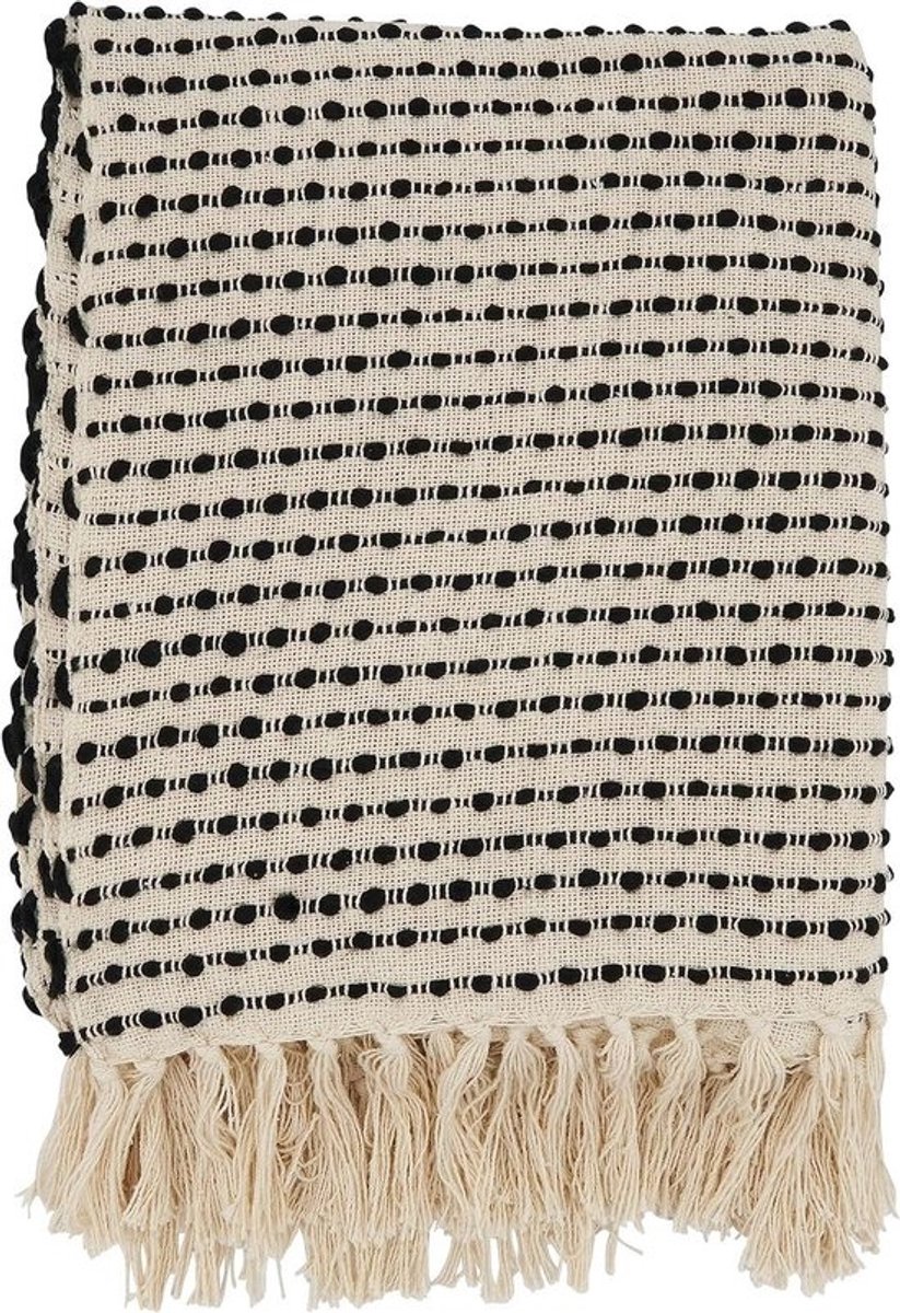Geweven Streep Deken - Plaid Woondeken - Comfortabel Ontspannen - Unieke Textuur - 50"x60" - Zwart