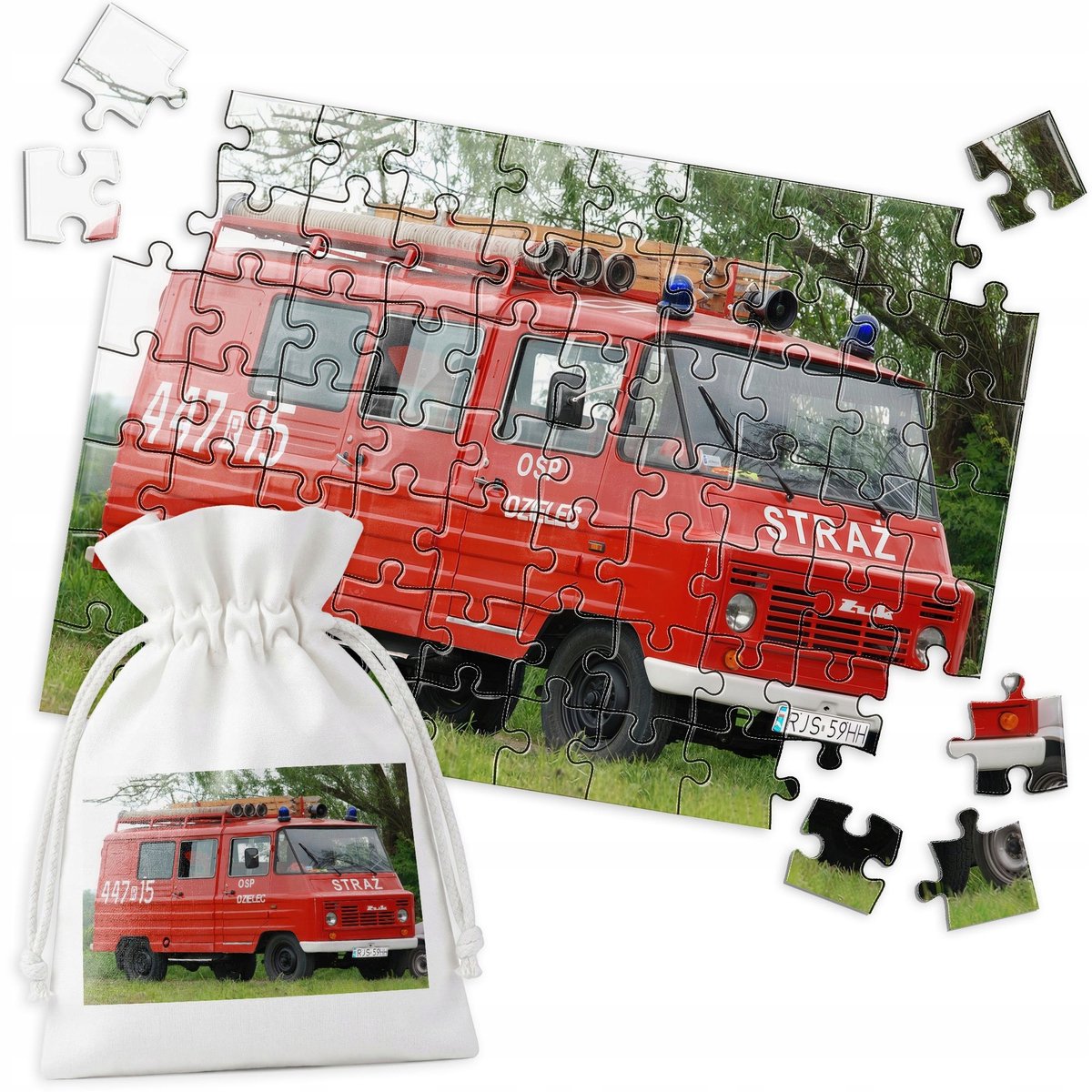 Merkloos Brandweer Brandweer autopuzzel - 70 stukjes