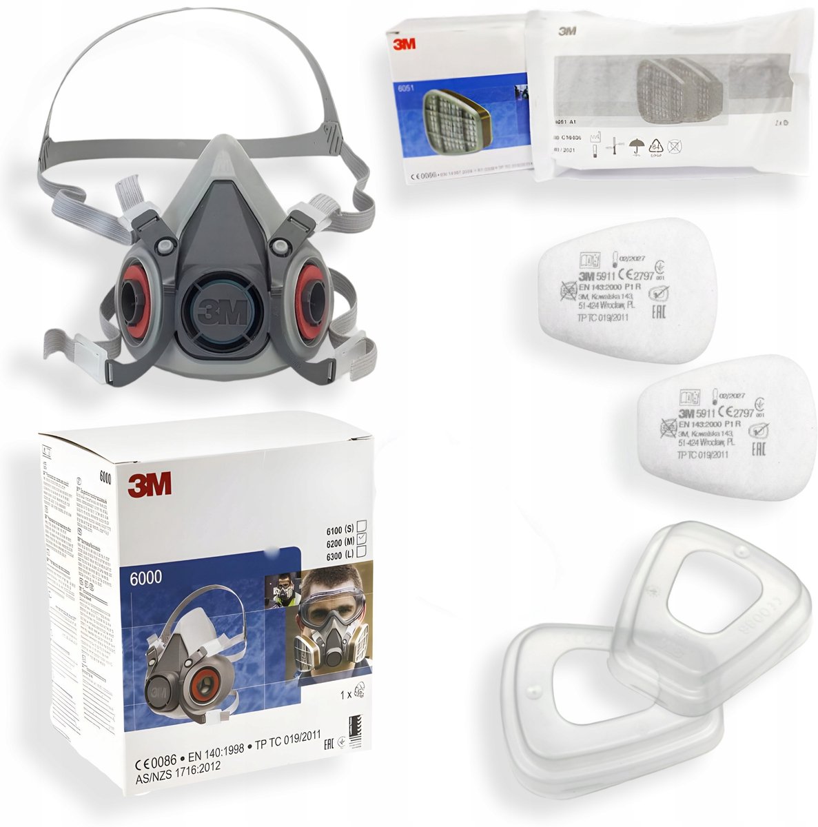 3M 6200 Halfmasker Set met 6051 A1 Filters voor Lakken