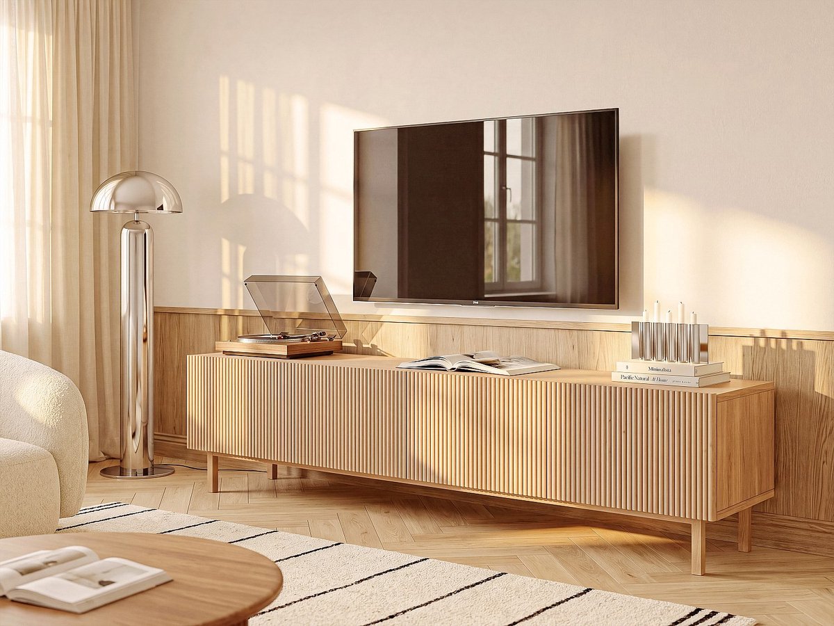 Vente-unique Tv-meubel met 2 deuren - Natuurlijk licht - ZUMEYA
