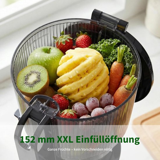 Slowjuicer - Koudpers sapmaker - Gezond sap maken - Extra grote vulschacht - 1.8 liter - Titanium grijs — afbeelding 5