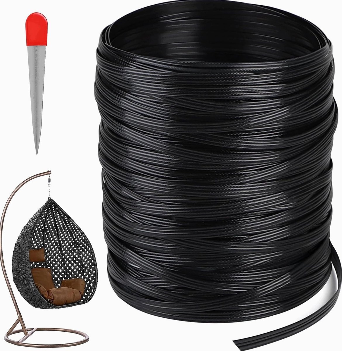 Kunststof Rattan Reparatie Draad - 65m Zwart - UV-bestendig & Duurzaam