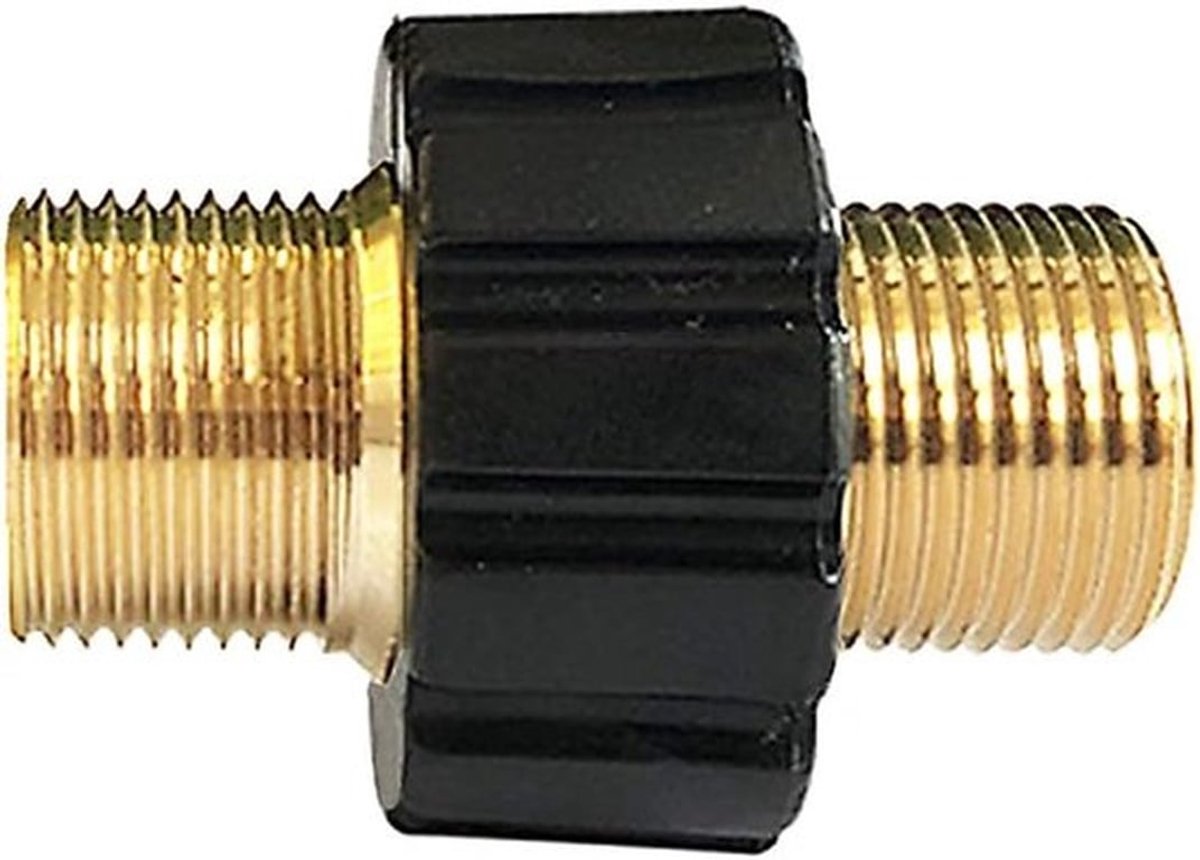 Geschikt voor Quick Connect slangaansluiting, dubbele mannelijke M22 x 1,5 hogedrukreinigeradapter, compatibel met HD en HDs hogedrukreinigerslangen (Ø 14 mm)