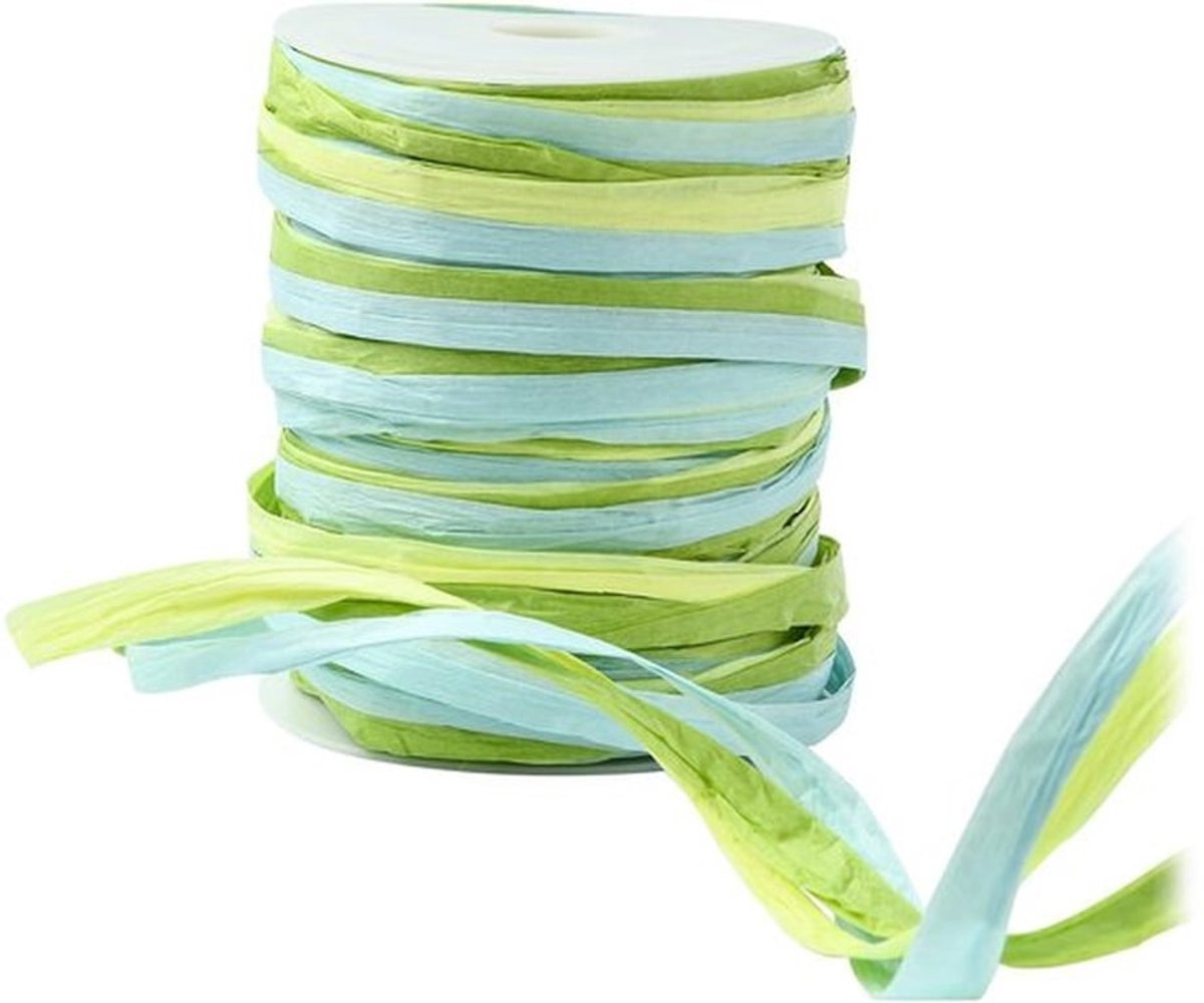 Raffia-linten - Groen en Blauw - Perfect voor DIY-decoraties - Cadeauverpakking - Creatief knutselen - Decoratieve linten - Geschikt voor ...