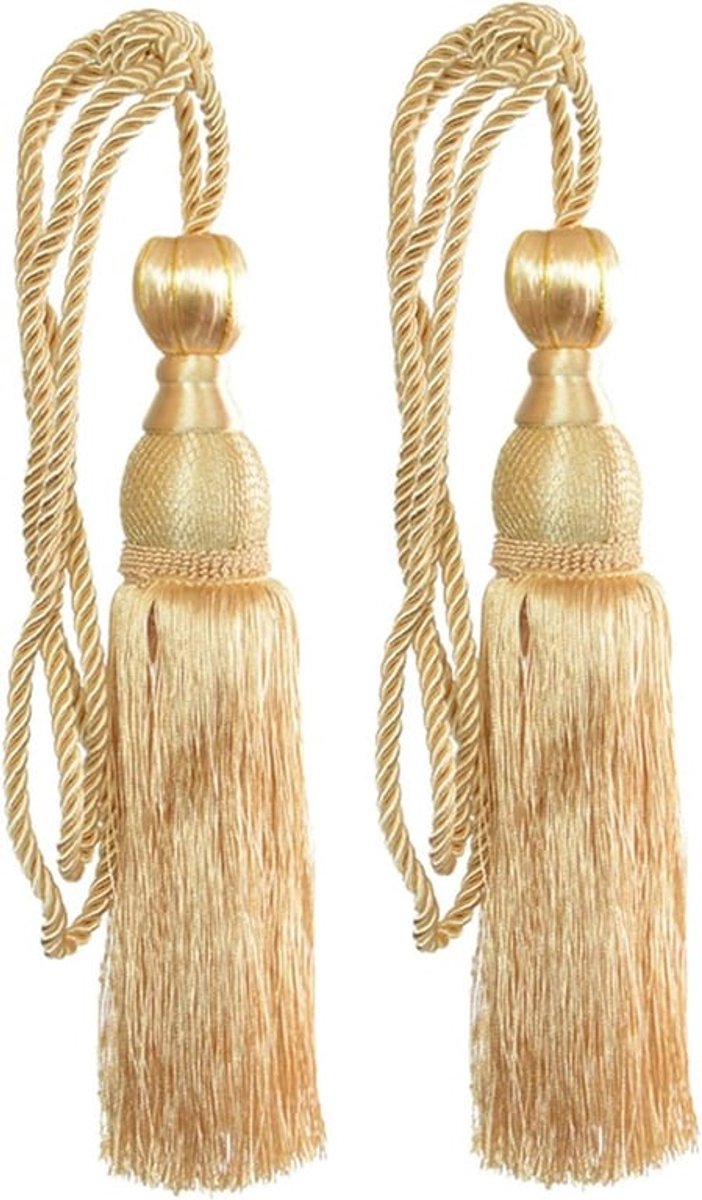 2 stuks Gordijnbanden Gordijn Tiebacks Rayon Houders met Kwastje Holdback Touw Riemen(Goud)