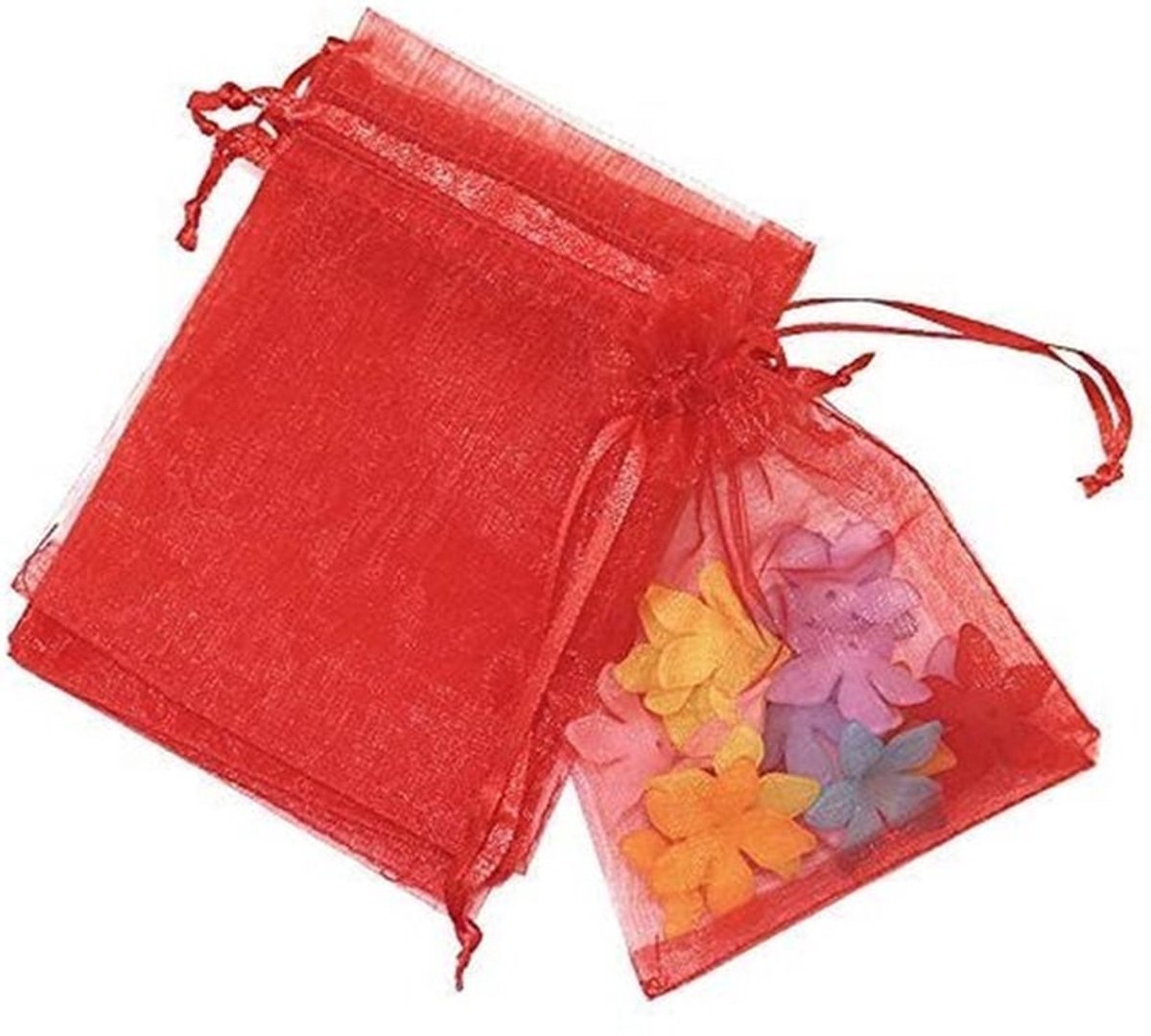 - Organza Geschenkzakken - Rode Party Bags - Ideaal voor Feestjes - 50 Stuks - Perfect voor Bruiloften - Kleine Zakjes voor Snoep en Cadeau...