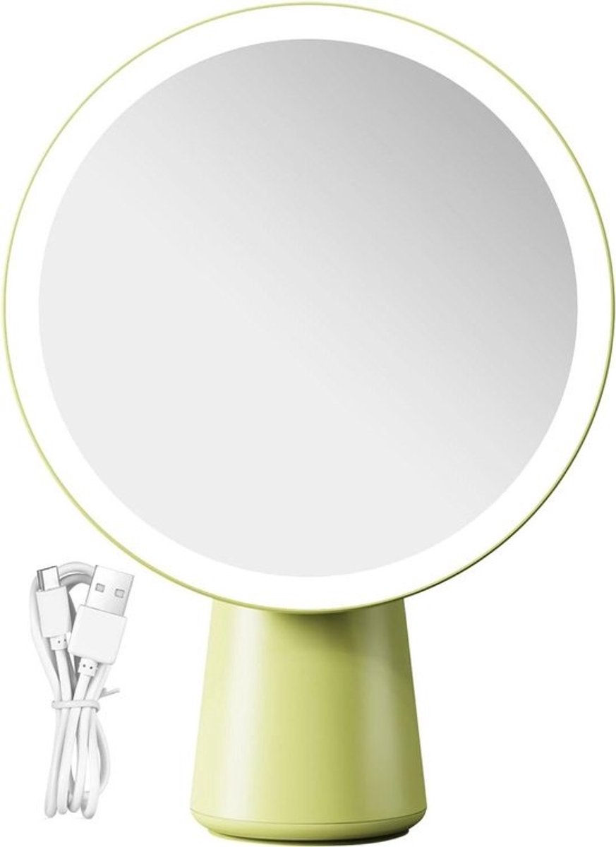 Verlichte Make-up Spiegel - LED Spiegel - Dagelijkse Make-up - Oplaadbaar Met UV-monitoring - 28x23 cm - Groen