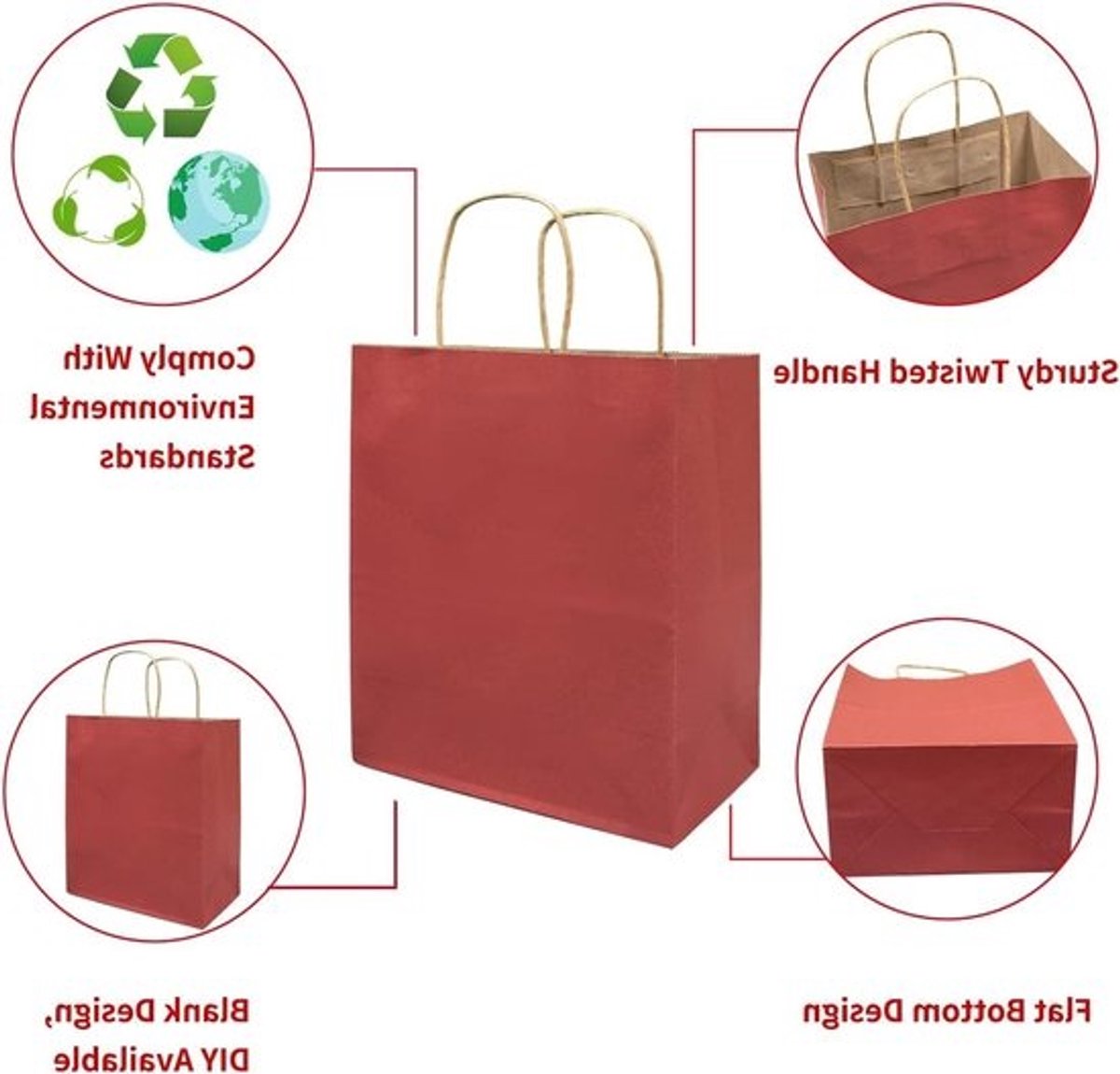 Papieren Geschenkzakken - Kraft Zakken Handgrepen - Winkelen Cadeaus - 110 GMS Kraft Papier