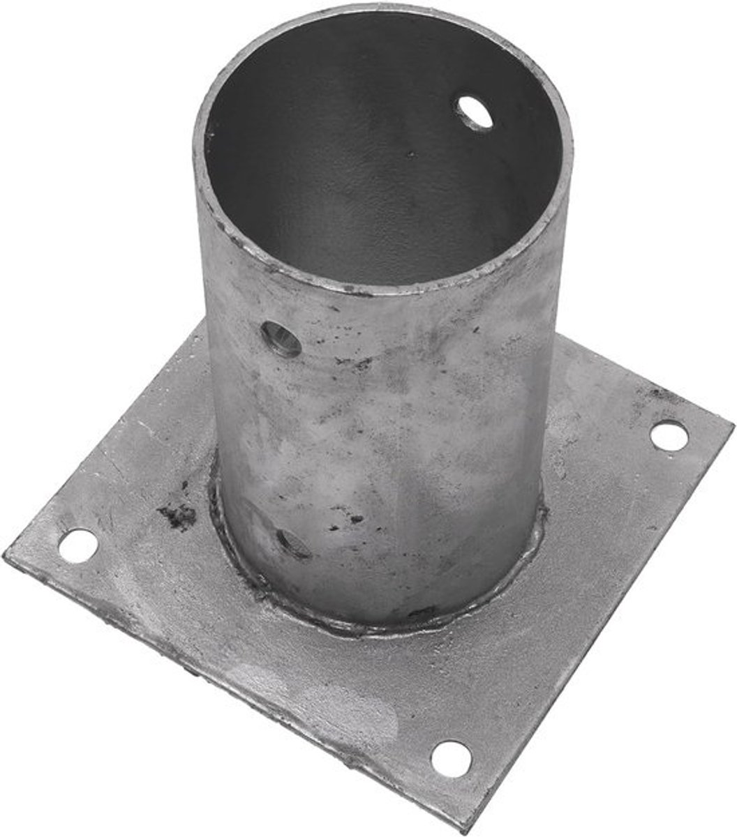 Ronde Paalhouder - Paalvoet Bevestiging - Schutting Plaatsen - Gegalvaniseerd Staal - Ø8.1 x 15 cm - Natuurlijk