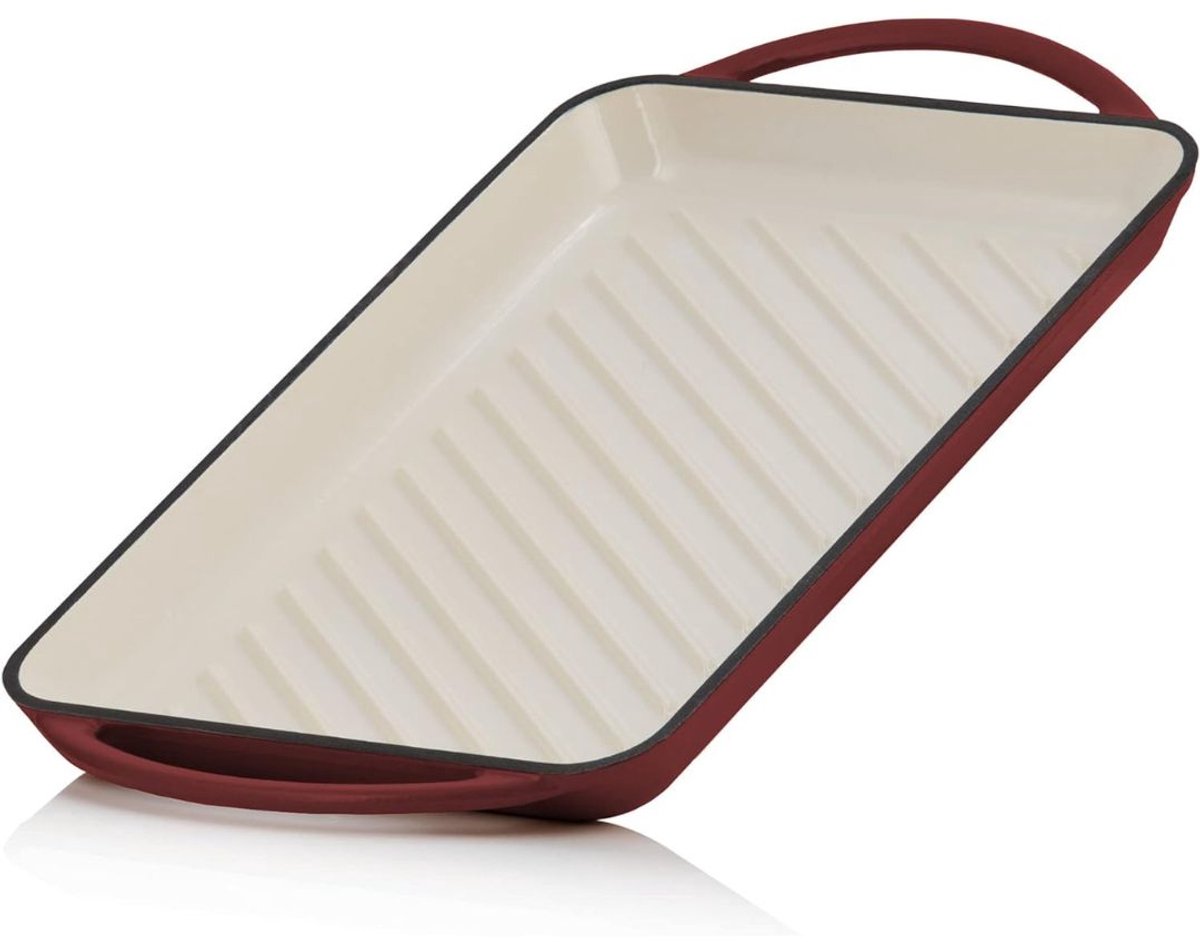 Zolvano® Grillplaat Inductie - Bakplaat - Gietijzer -Donker Cherry