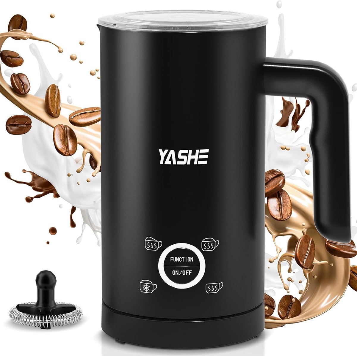 YASHE melkopschuimer - 4-in-1 - 500 W - 300 ml - zwart