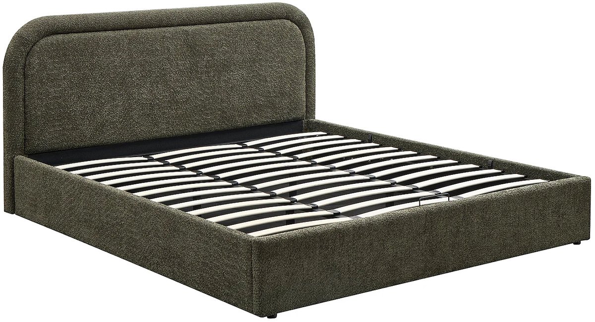 Vente-unique Bed met opbergruimte stof groen 180 x 200 cm (Super King Size Bed)