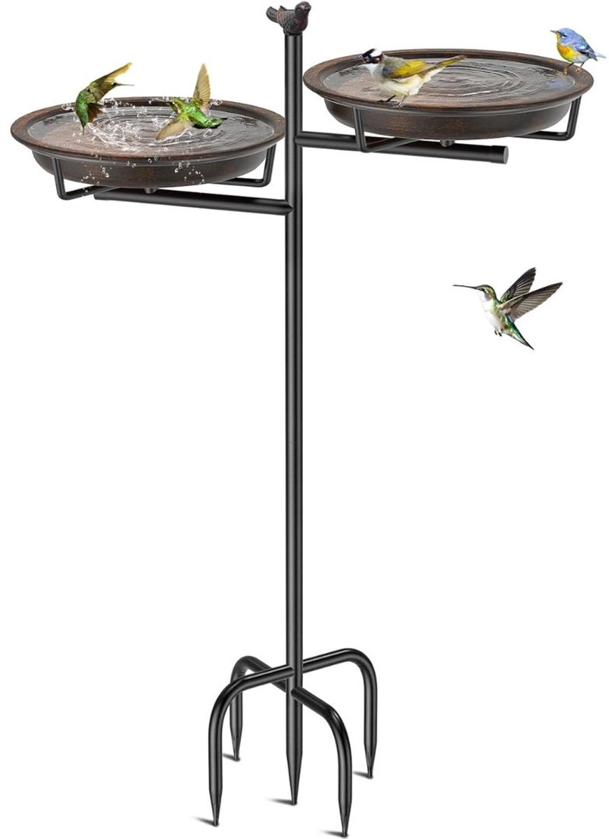 Zolvano® Vogelbad op Voet - Vogelhuisje op Paal- Retrobruin