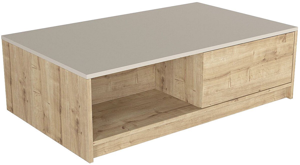 Vente-unique Salontafel met 2 lades en 2 nissen - Natuurlijk licht en Beige ZEFYNA