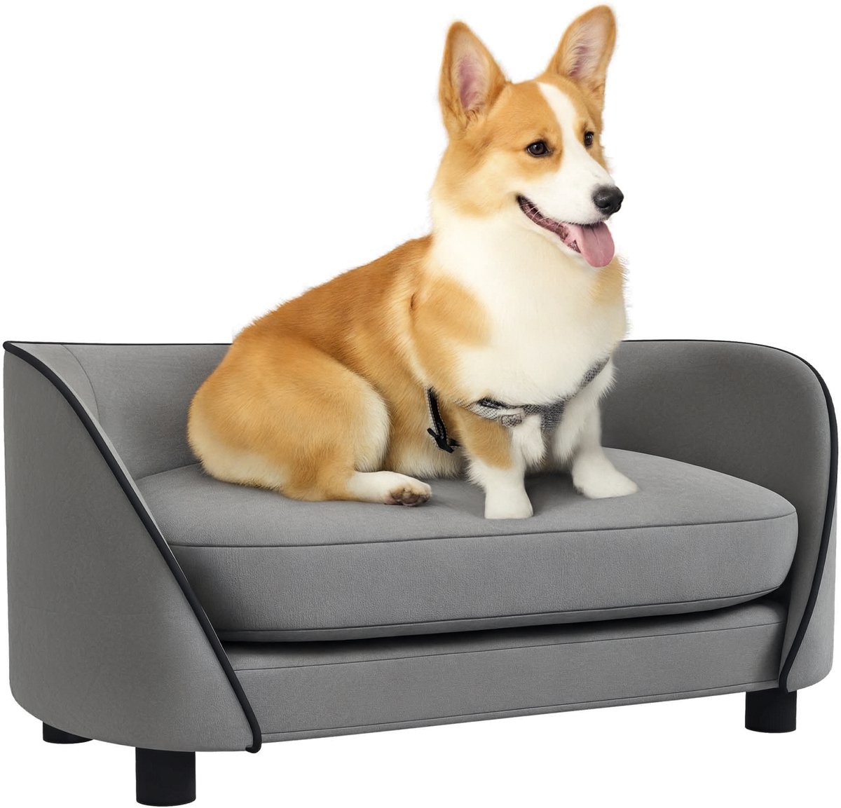 PawHut Huisdierenbank - Nederlands fluweel - 67x43x31cm - Grijs