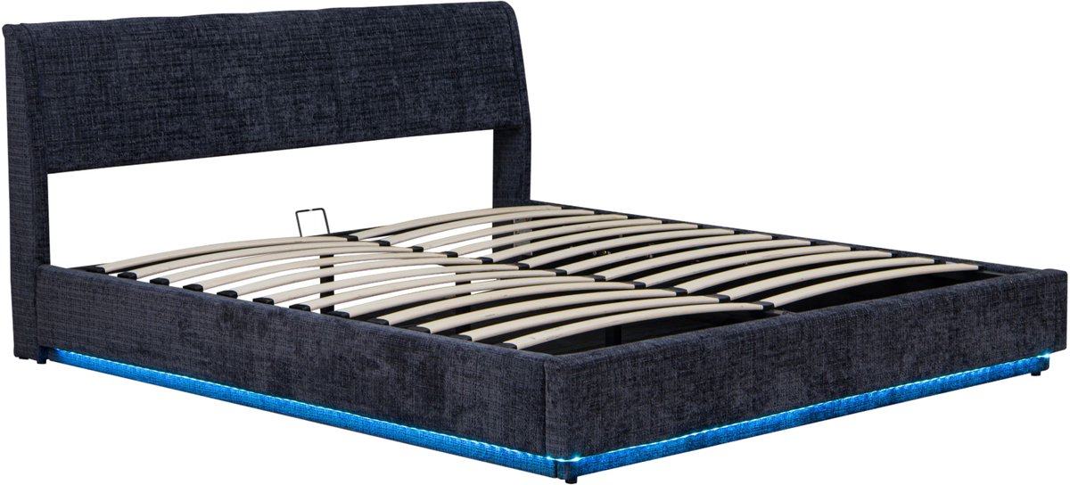 Tweepersoonsbed Tröstiar met LED licht 180x200 cm blauw [en.casa]