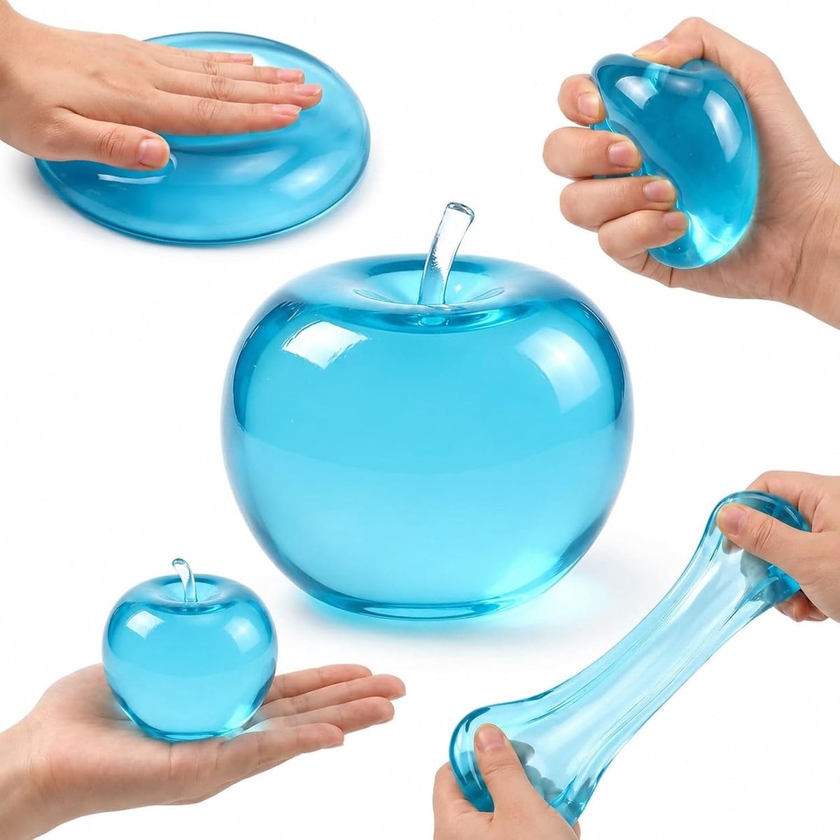 Knijpspeeltjes - Stressbal Fidget Toys - Angst Te Verminderen - Knijpbal Set - Kneedbaar speelgoed - Appelvorm - blauw