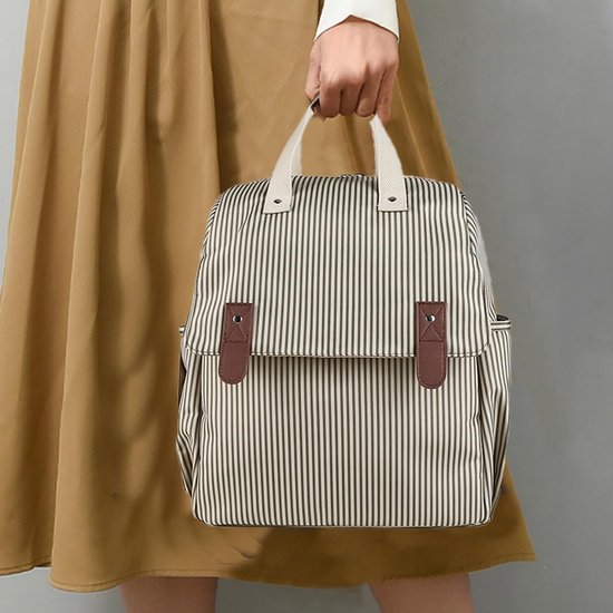 Multifunctionele luiertas/rugzak/schoudertas/handtas met verschoningsmatje en thermosfles (khaki) — afbeelding 2