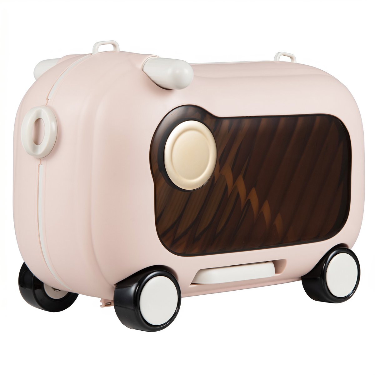COSTWAY Verrijdbare kinderkoffer met wielen en zitting, 25 kg draagkracht, roze, 47,5 x 26,5 x 30,5 cm, Klassiek