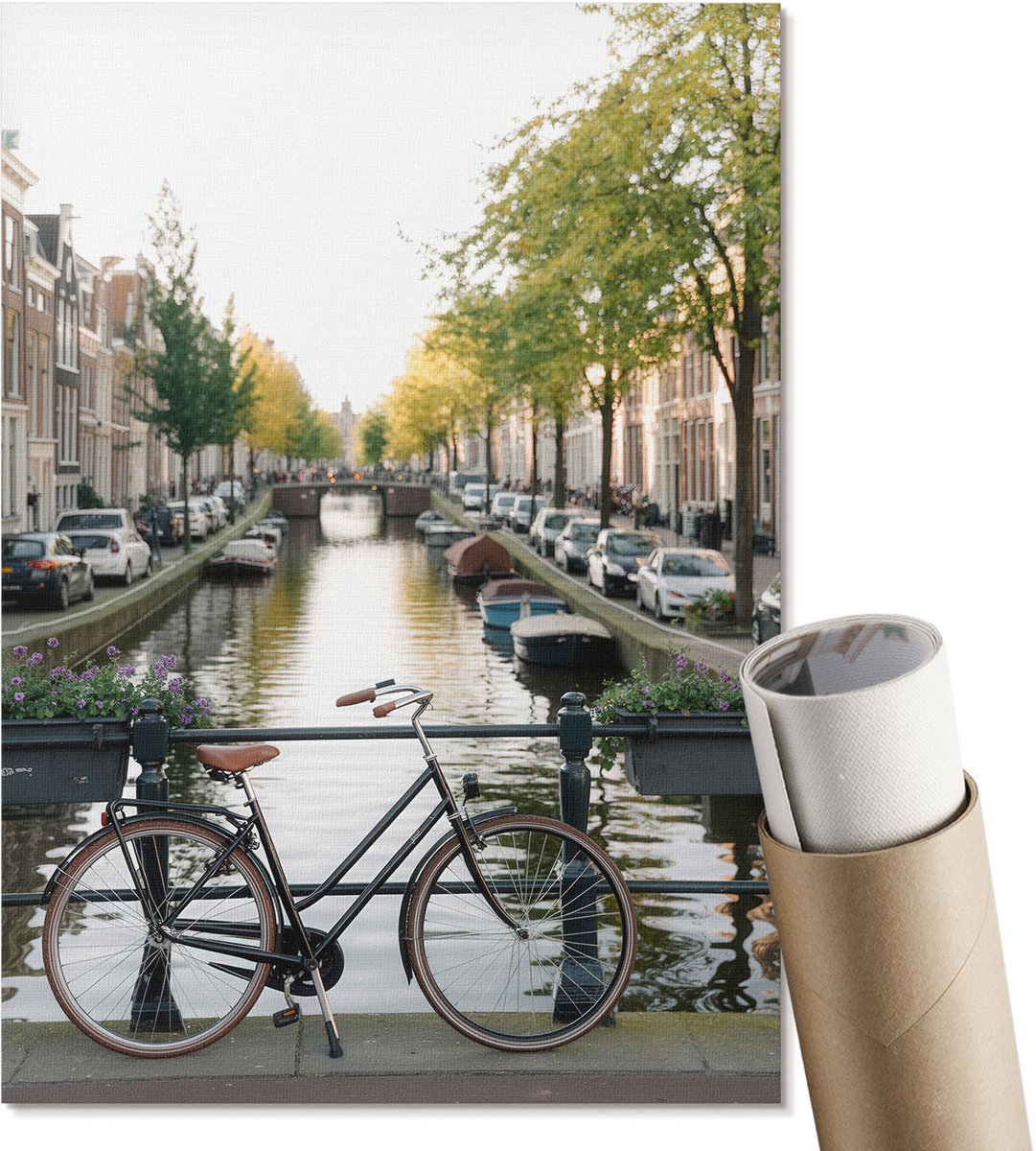 Coloray Polycanvas Wandposter - Stadsfiets, Fotografie - A4 - Groen Kunst - Rechthoek - Wandkunstwerk - Woonkamer, Slaapkamer, Kantoor - Klassiek